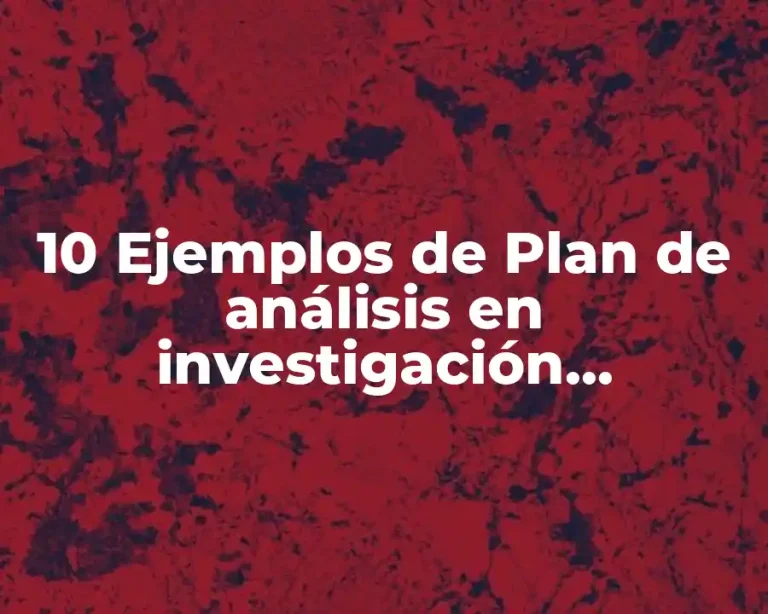 10 Ejemplos de Plan de análisis en investigación cualitativa