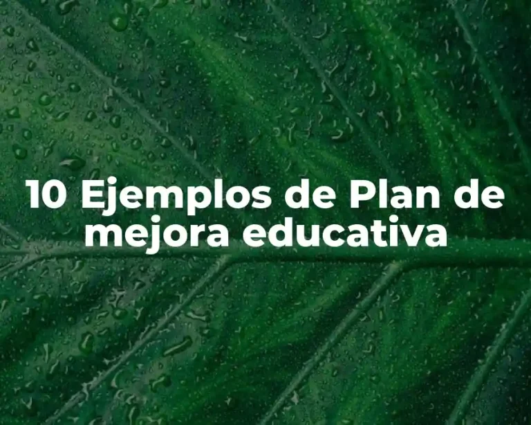 10 Ejemplos de Plan de mejora educativa