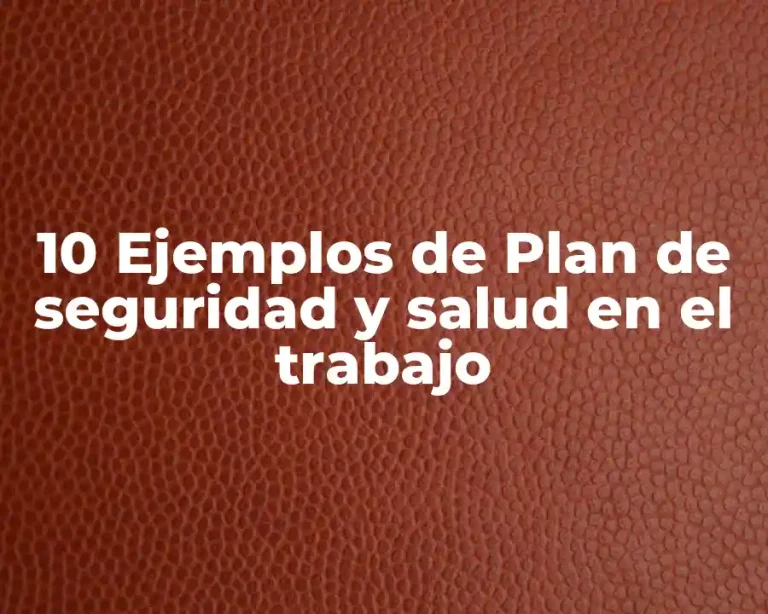 10 Ejemplos de Plan de seguridad y salud en el trabajo