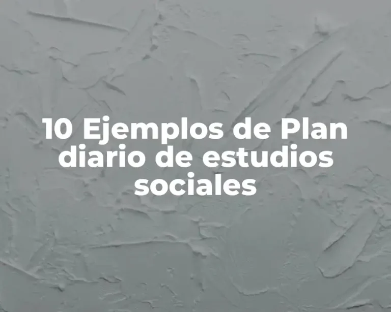 10 Ejemplos de Plan diario de estudios sociales