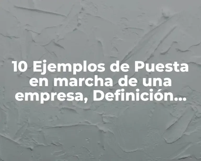 10 Ejemplos de Puesta en marcha de una empresa, Definición, Diferencias y para que sirve