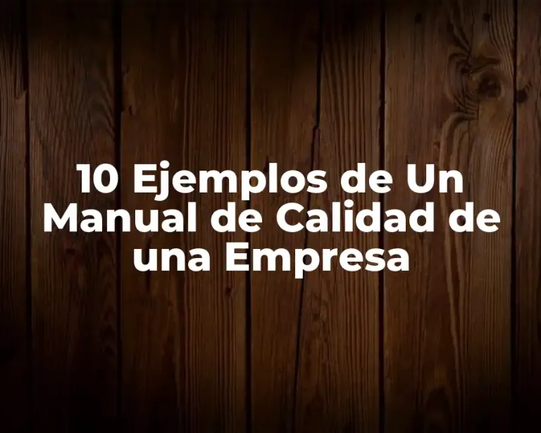 10 Ejemplos de Un Manual de Calidad de una Empresa