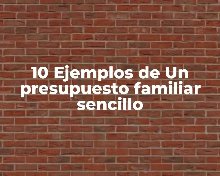 10 Ejemplos de Un presupuesto familiar sencillo