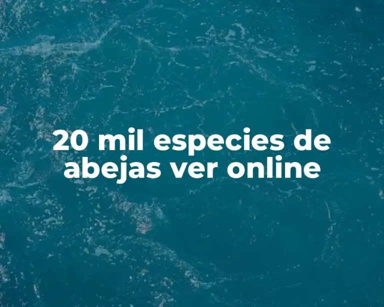 20 mil especies de abejas ver online