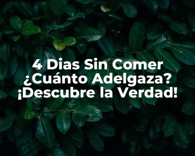 4 Dias Sin Comer ¿Cuánto Adelgaza? ¡Descubre la Verdad!