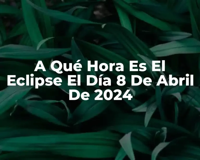 A Qué Hora Es El Eclipse El Día 8 De Abril De 2024