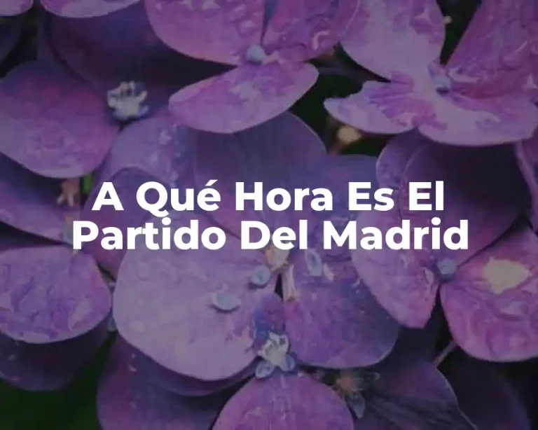 A Qué Hora Es El Partido Del Madrid