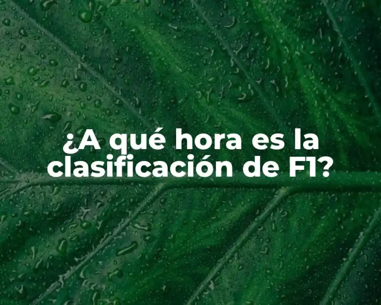 ¿A qué hora es la clasificación de F1?