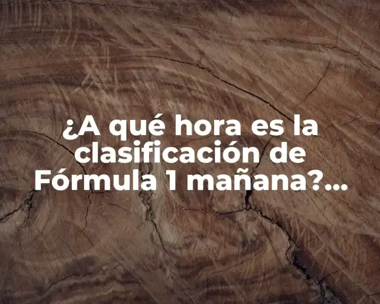 ¿A qué hora es la clasificación de Fórmula 1 mañana? Guía completa