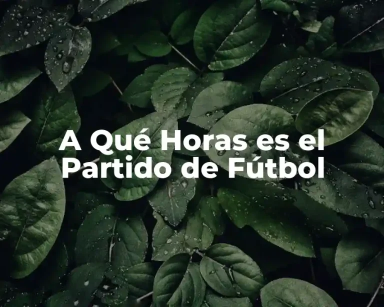 A Qué Horas es el Partido de Fútbol