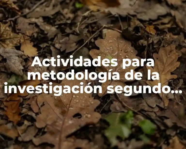 Actividades para metodología de la investigación segundo semestre