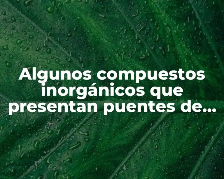 Algunos compuestos inorgánicos que presentan puentes de hidrogeno