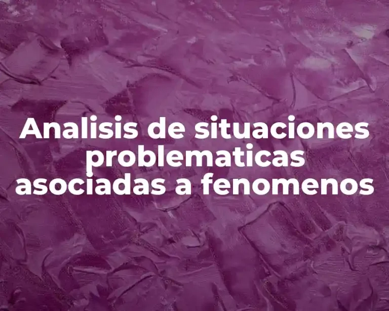 Analisis de situaciones problematicas asociadas a fenomenos