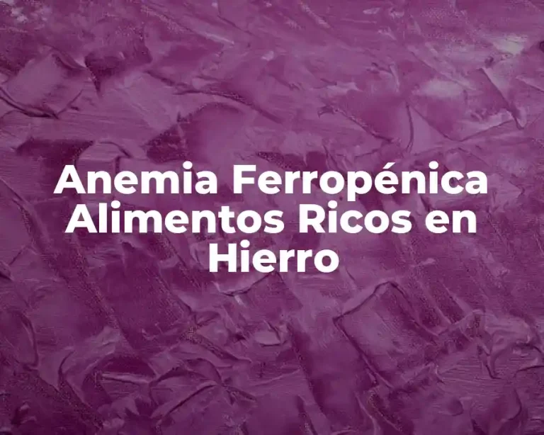Anemia Ferropénica Alimentos Ricos en Hierro