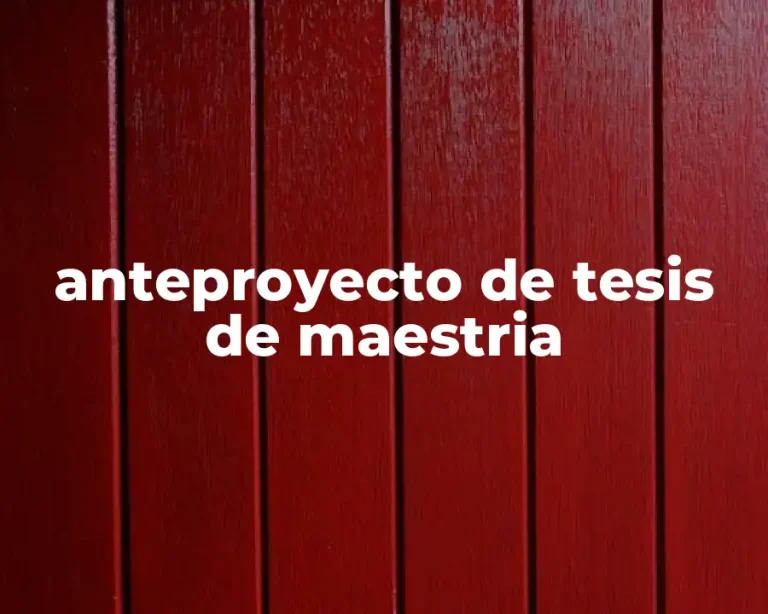 anteproyecto de tesis de maestria