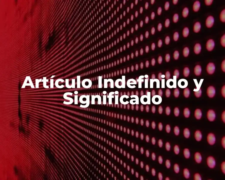 Artículo Indefinido y Significado