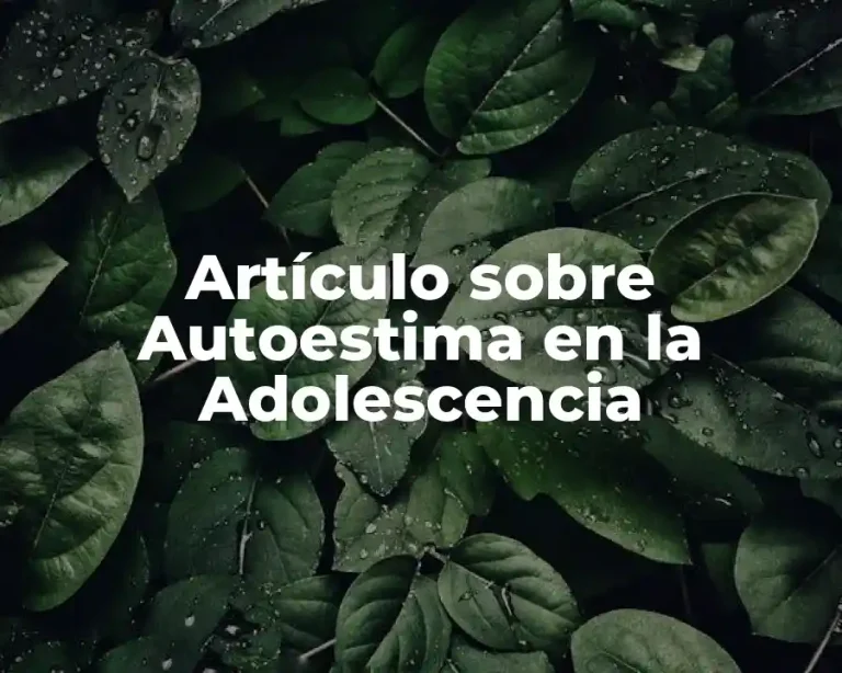 Artículo sobre Autoestima en la Adolescencia
