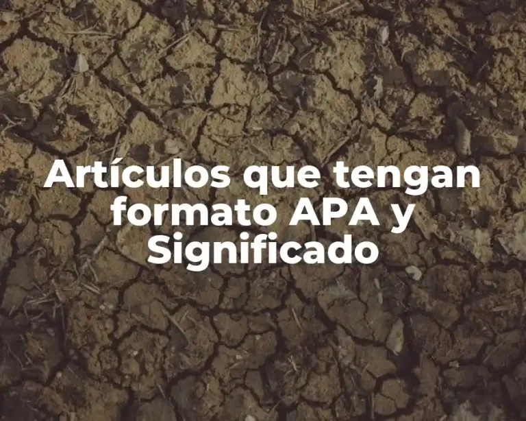 Artículos que tengan formato APA y Significado