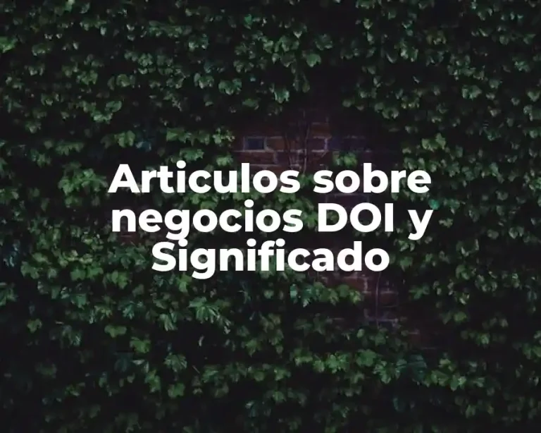 Articulos sobre negocios DOI y Significado