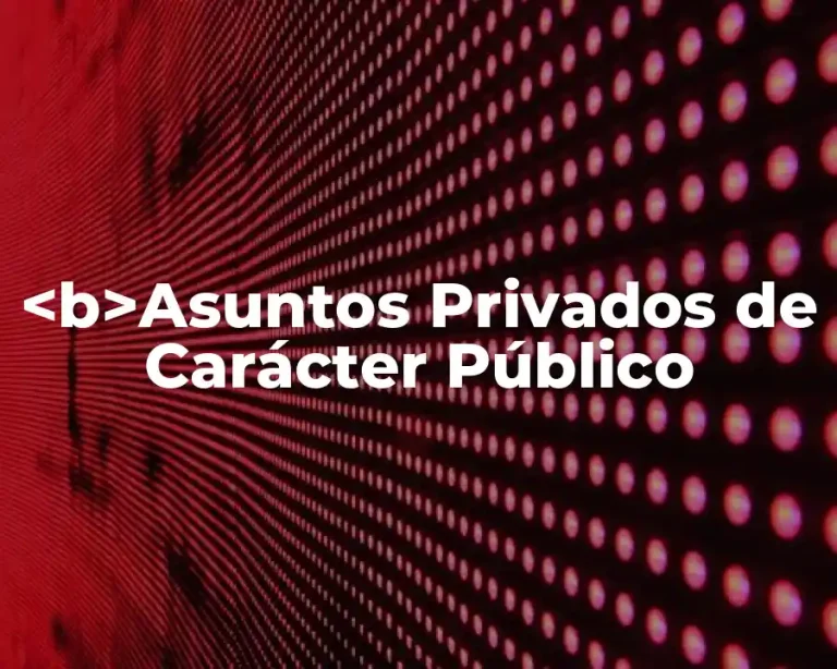 <b>Asuntos Privados de Carácter Público