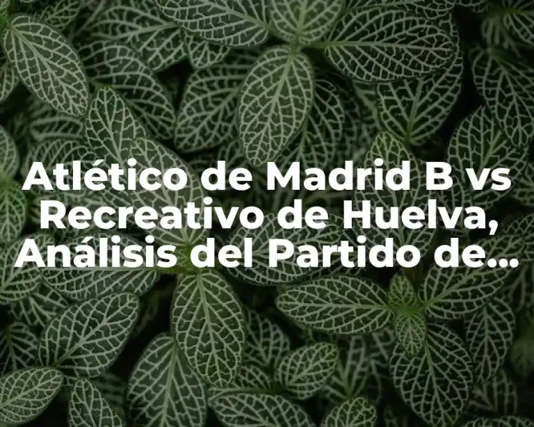 Atlético de Madrid B vs Recreativo de Huelva, Análisis del Partido de Fútbol