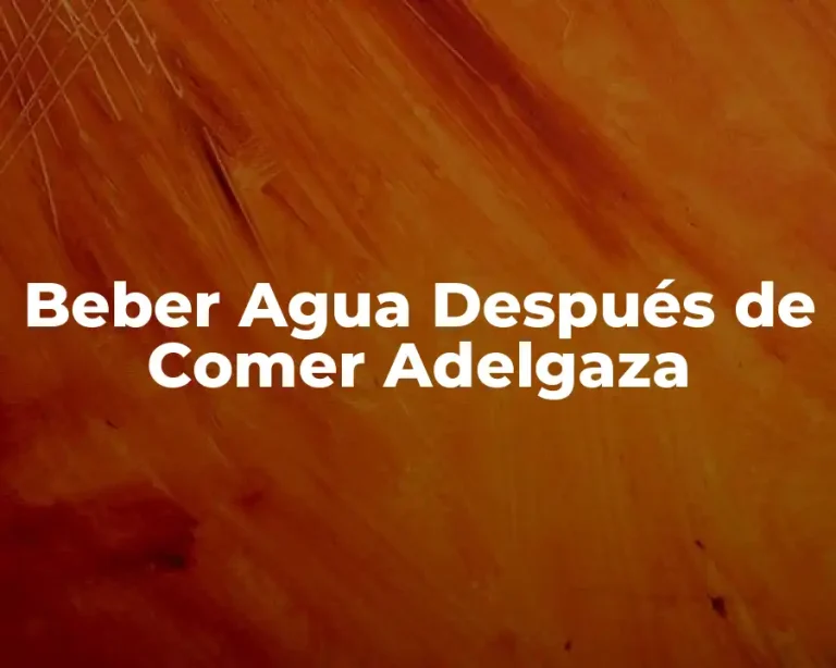 Beber Agua Después de Comer Adelgaza
