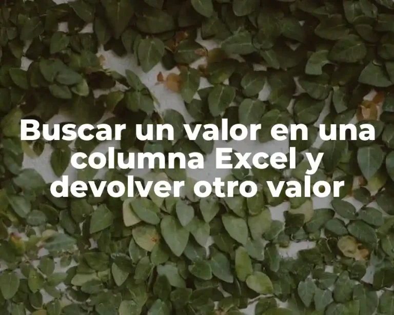 Buscar un valor en una columna Excel y devolver otro valor