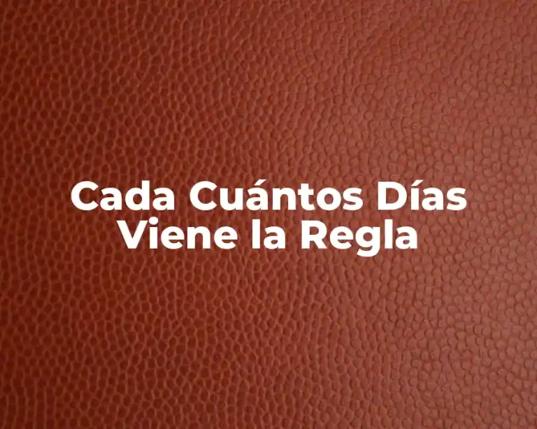 Cada Cuántos Días Viene la Regla