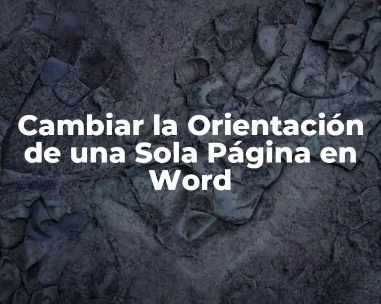 Cambiar la Orientación de una Sola Página en Word