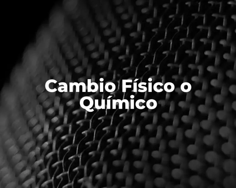 Cambio Físico o Químico