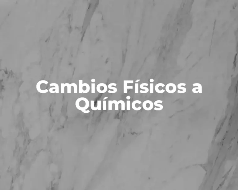 Cambios Físicos a Químicos