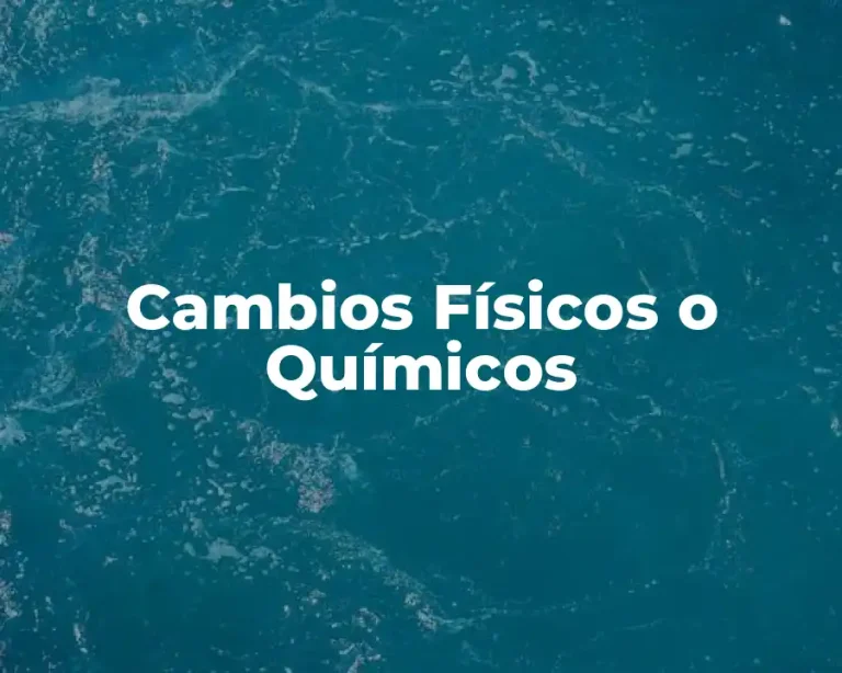Cambios Físicos o Químicos