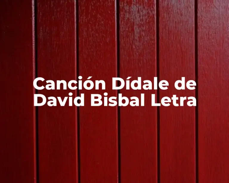Canción Dídale de David Bisbal Letra