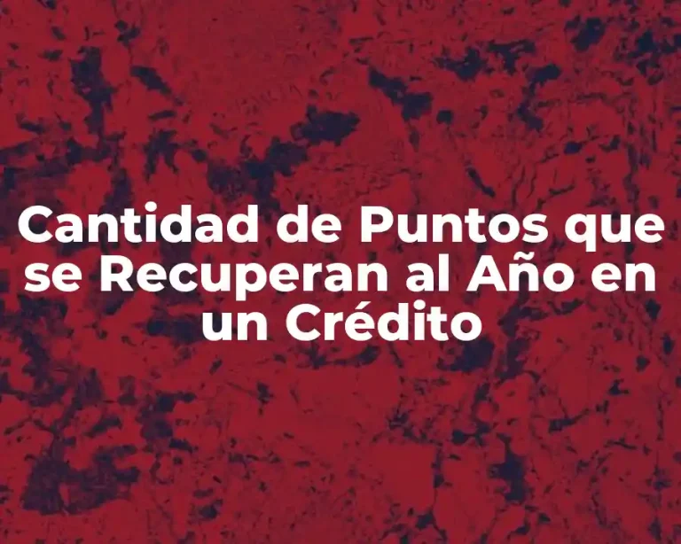 Cantidad de Puntos que se Recuperan al Año en un Crédito