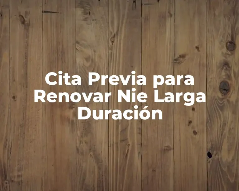 Cita Previa para Renovar Nie Larga Duración