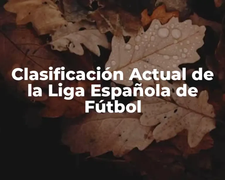 Clasificación Actual de la Liga Española de Fútbol