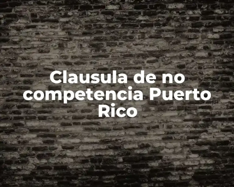 Clausula de no competencia Puerto Rico