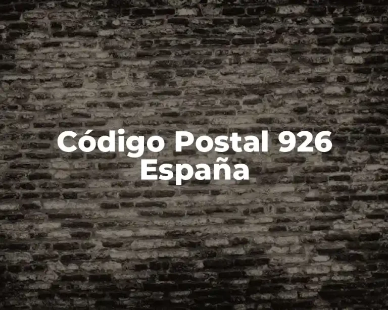 Código Postal 926 España