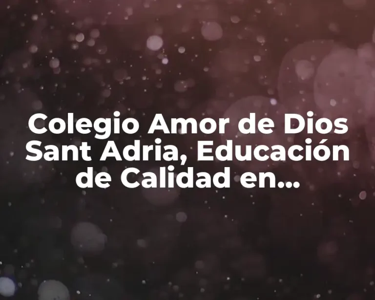 Colegio Amor de Dios Sant Adria, Educación de Calidad en Barcelona