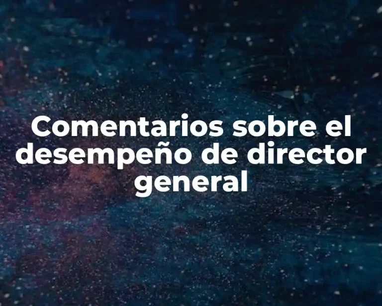 Comentarios sobre el desempeño de director general