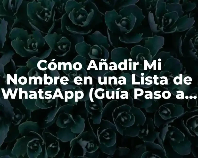 Cómo Añadir Mi Nombre en una Lista de WhatsApp (Guía Paso a Paso)