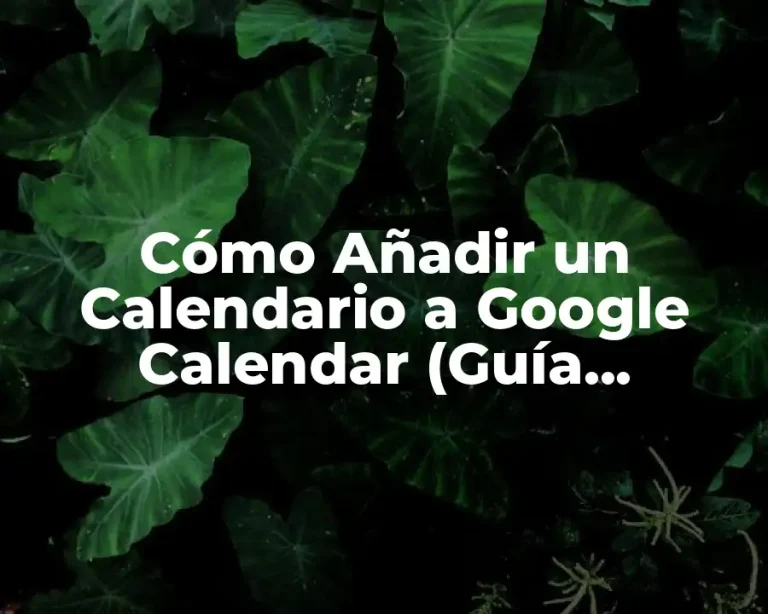 Cómo Añadir un Calendario a Google Calendar (Guía Detallada)