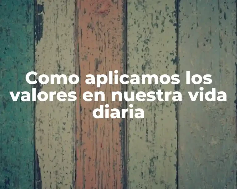 Como aplicamos los valores en nuestra vida diaria