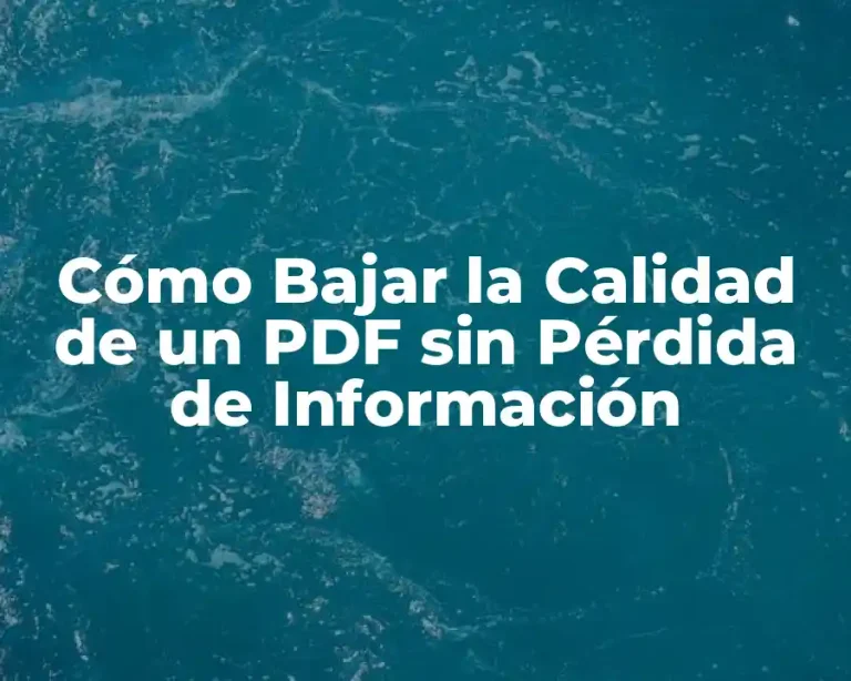 Cómo Bajar la Calidad de un PDF sin Pérdida de Información