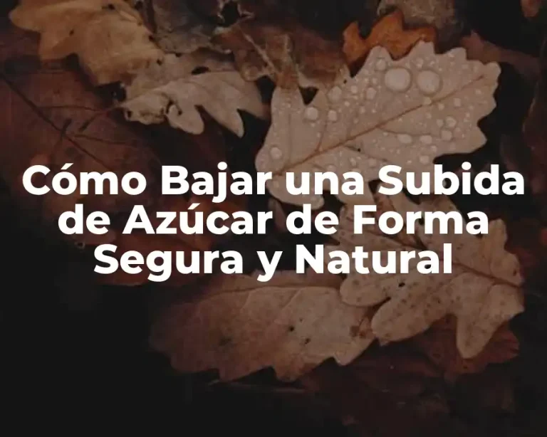 Cómo Bajar una Subida de Azúcar de Forma Segura y Natural
