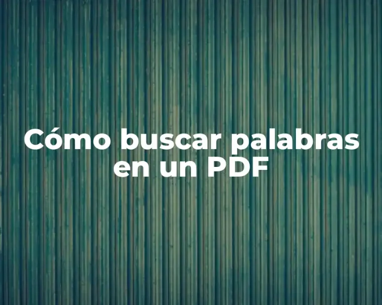 Cómo buscar palabras en un PDF