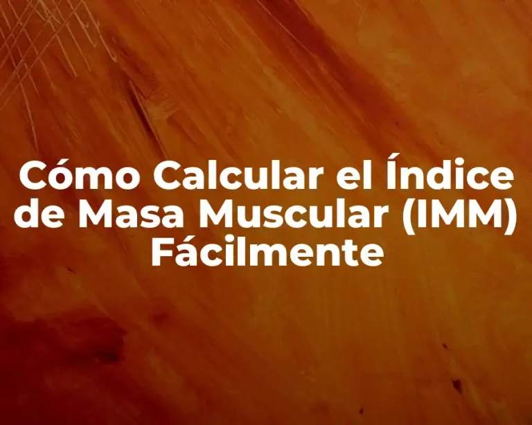 Cómo Calcular el Índice de Masa Muscular (IMM) Fácilmente