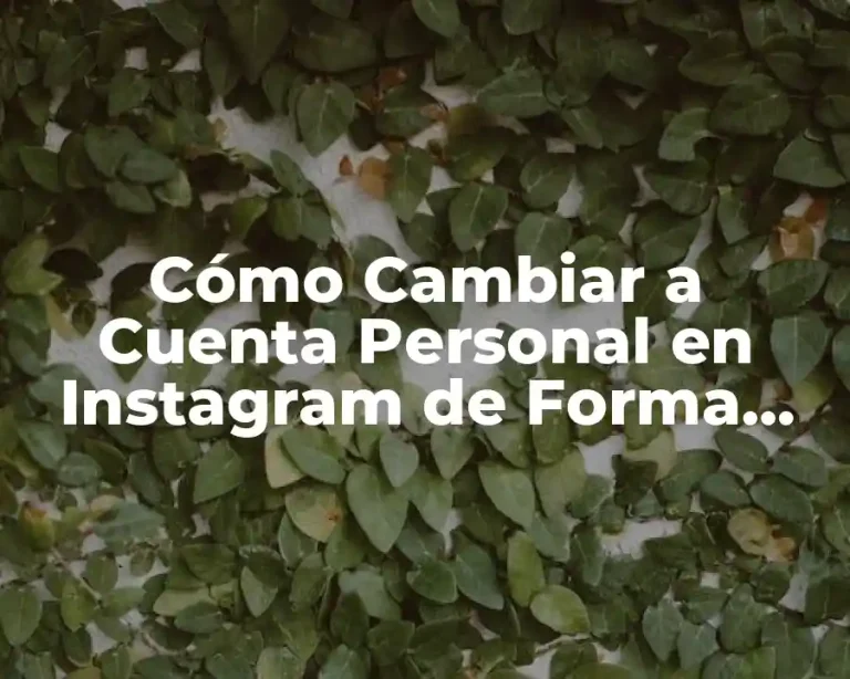 Cómo Cambiar a Cuenta Personal en Instagram de Forma Segura y Rápida