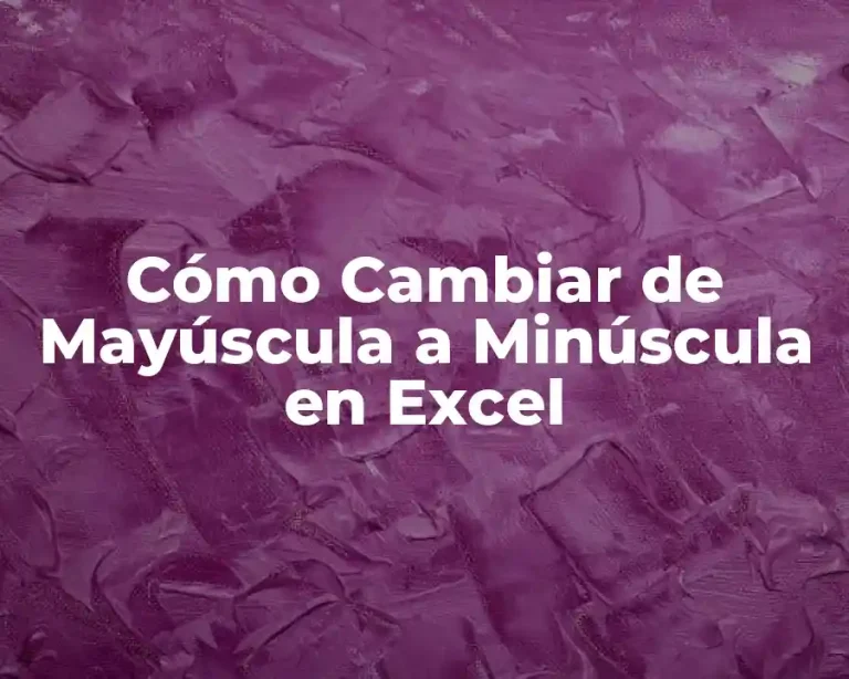 Cómo Cambiar de Mayúscula a Minúscula en Excel