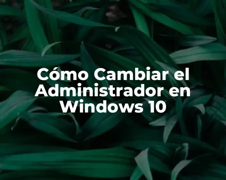 Cómo Cambiar el Administrador en Windows 10